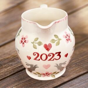 Emma Bridgewater Lovebirds 2023 Bunny Hearts Flowers 1/2 Pint Jug Pitcher. NEW.